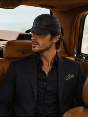 Stefano Ricci Black Lamb Leather & Silk Eagle Cap Made in Italy